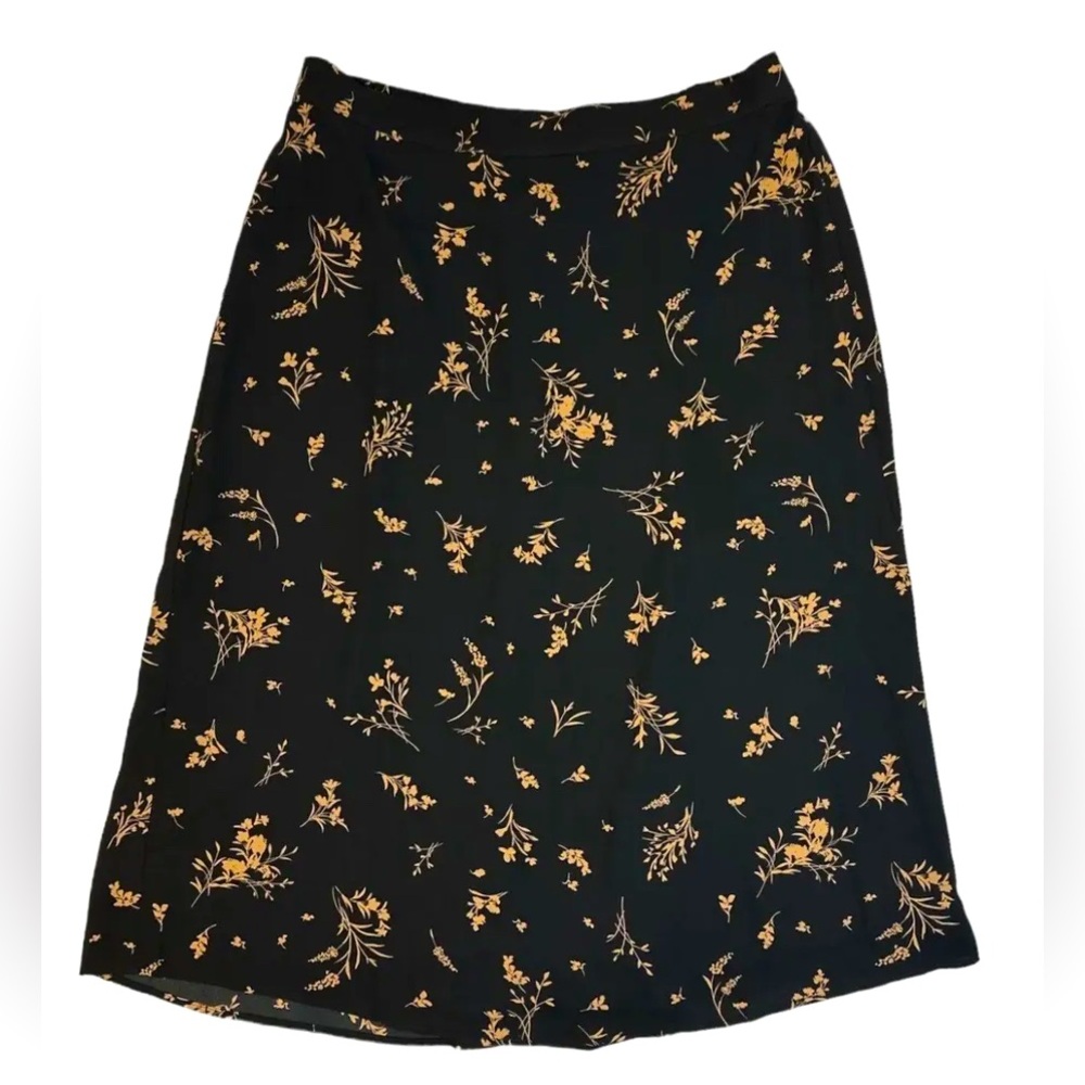 NWOT Vince Camuto Black Rust Floral Midi/Maxi Skirt
